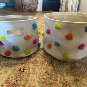 Colorful Pom-Pom Storage Baskets